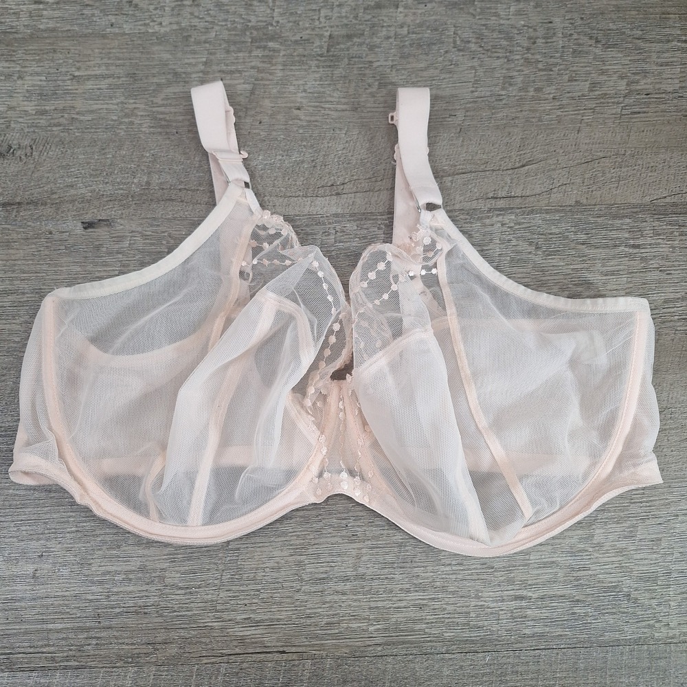 Elomi Matilda Banded Plunge Underwire Bra 8900 Pearl Blush 40J Embroidered